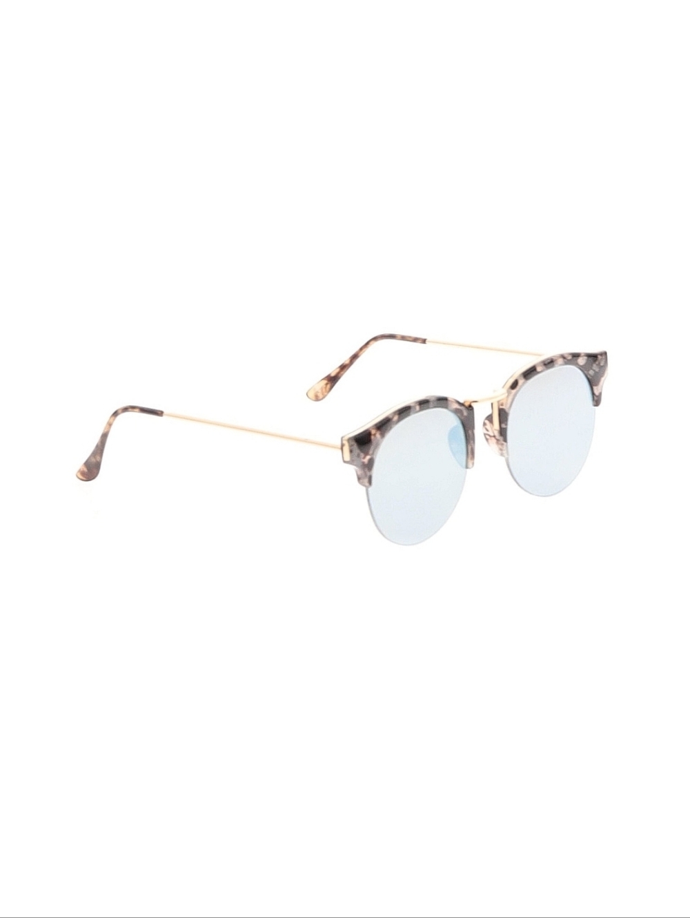 Mirrored Round Cat-Eye Sunglasses - Tortoise & Gold